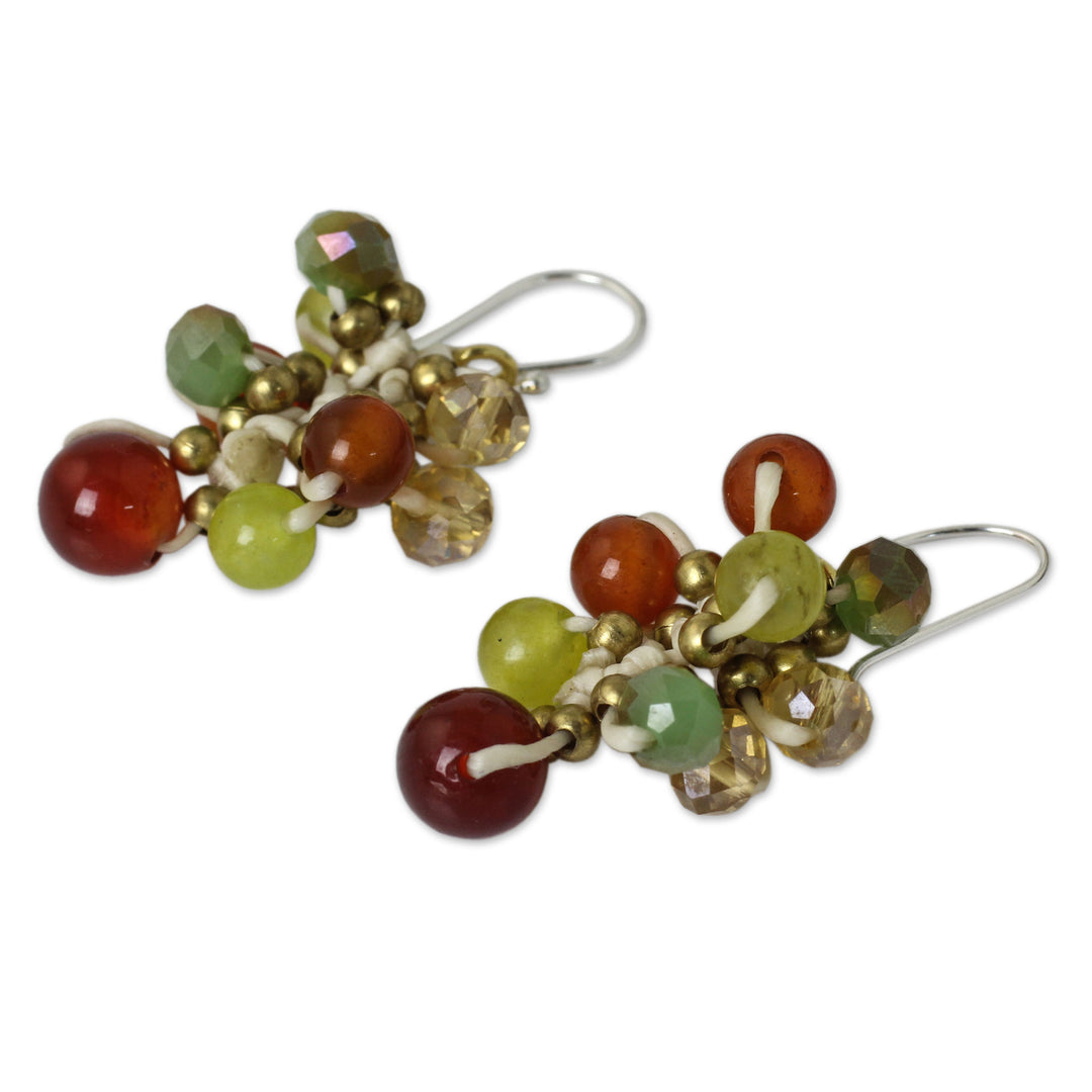 Artisan Hand Knotted Carnelian Gemstone Beaded Earrings - Honeydew Cattlelaya
