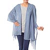 Handwoven Blue-Gray Wool Shawl with Mixed Textures - Blue-Gray Allure