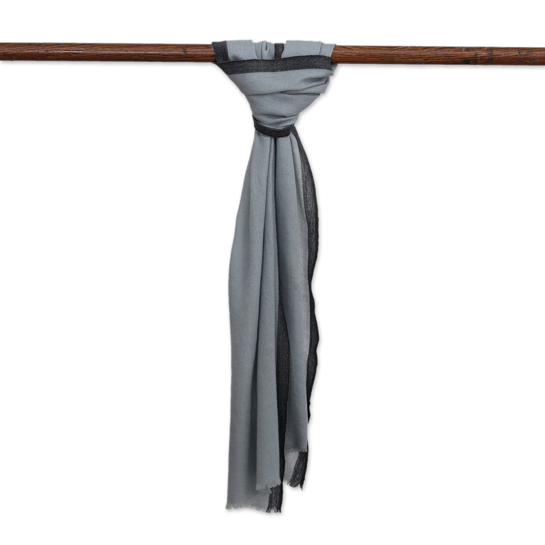 Men's Wool and Silk Scarf Muffler from India - Kashmir Olive