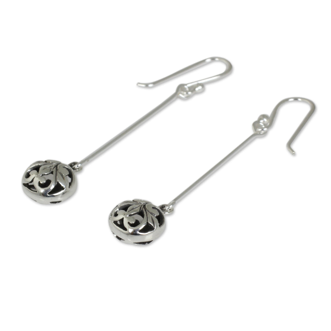Silver Dangle Earrings Featuring Round Filigree Balls - Filigree Charm