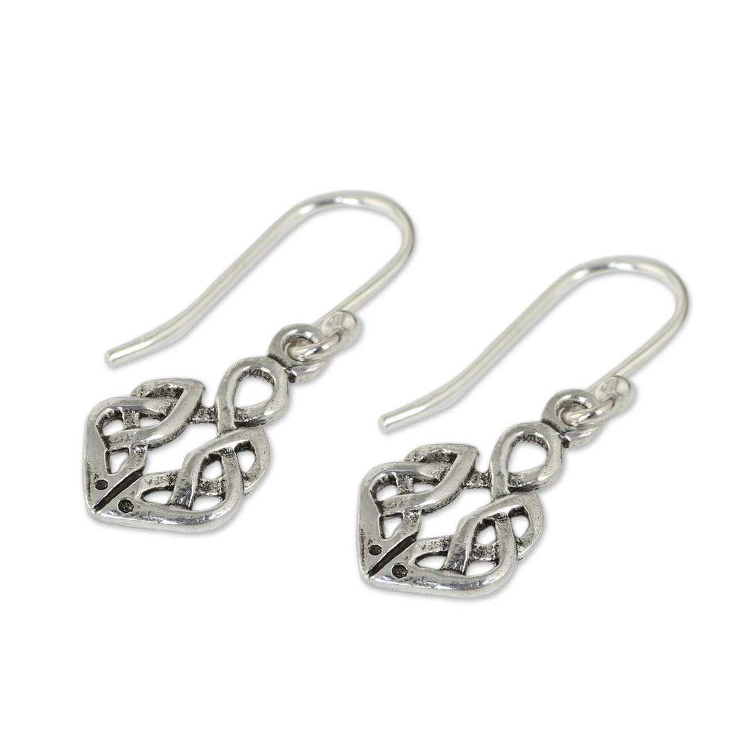 Hand Crafted Thai Celtic Oak Root Theme Silver Earrings - Celtic Dara Knot