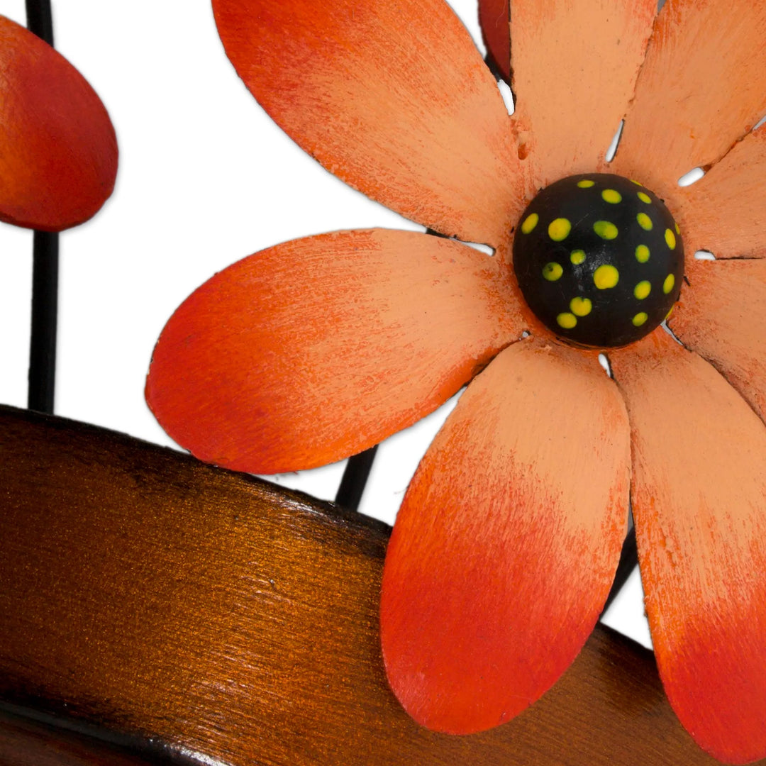 Mexico Fair Trade Iron Daisy Floral Wall Sculpture - Bright Daisy