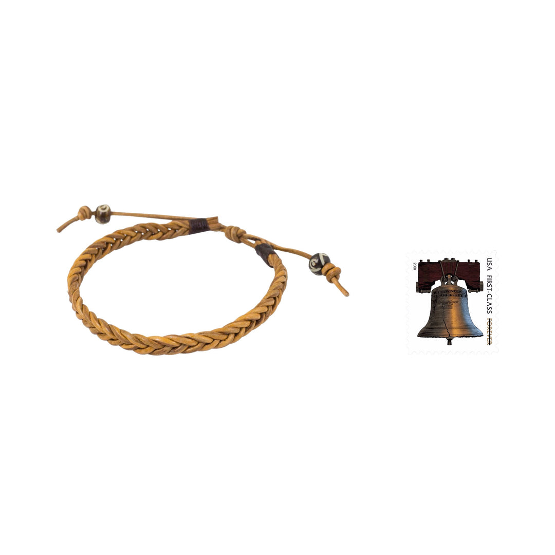 Men's Braided Light Brown Leather Bracelet from Thailand - Friends and Brothers
