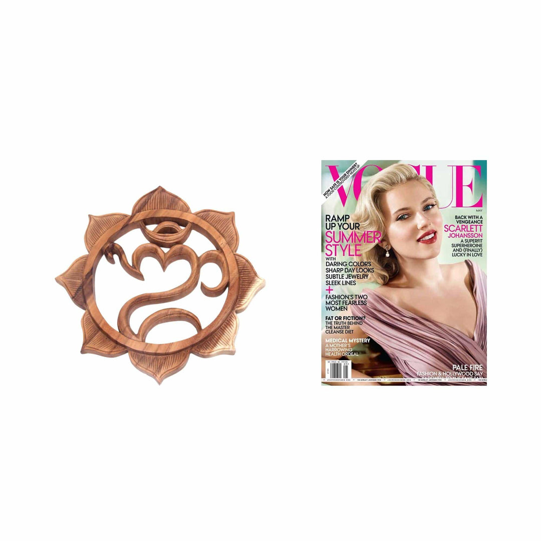 Artisan Carved Balinese Hindu Wood Relief Panel - Omkara