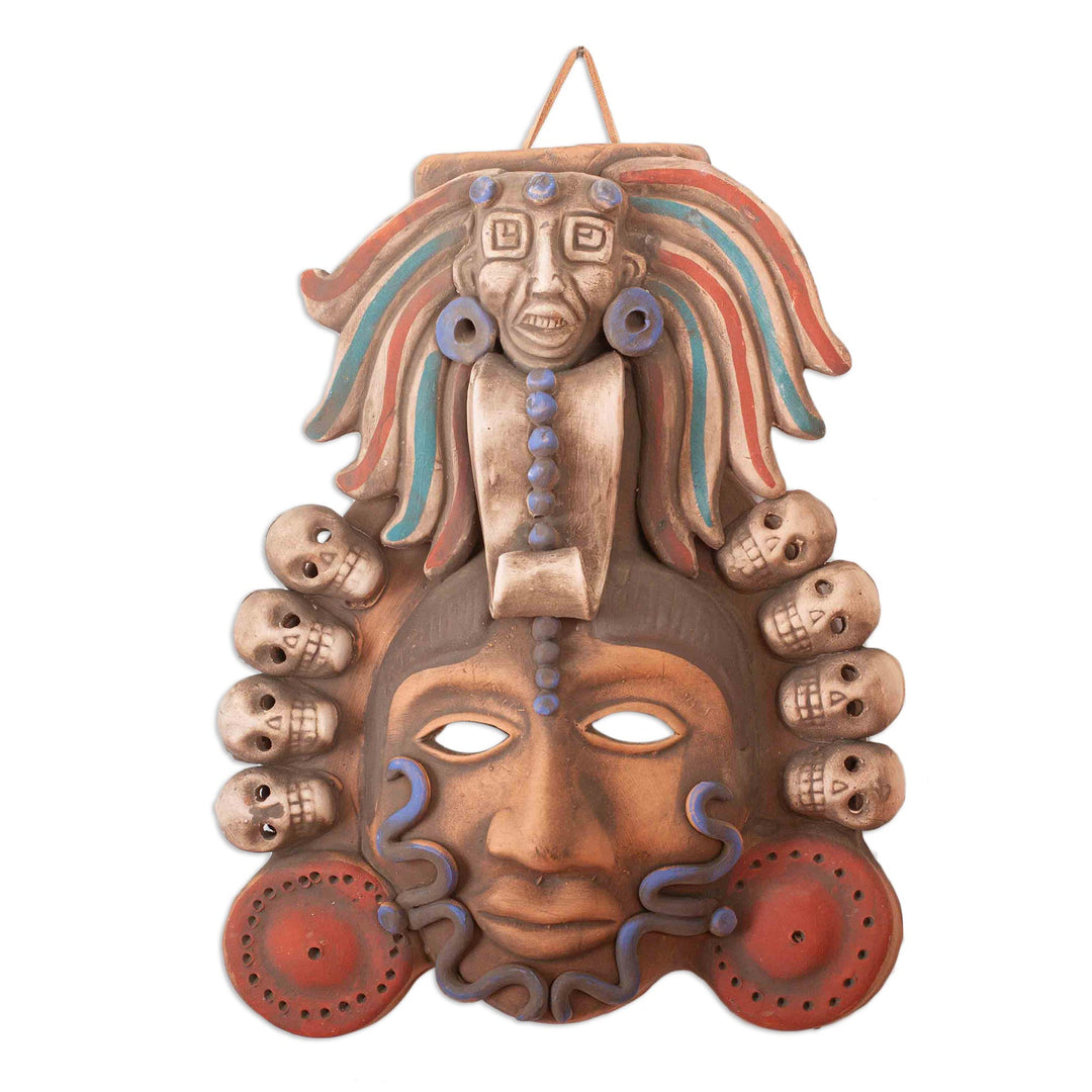 Ceramic Mexican Aztec Mask with Skulls - Honoring Death