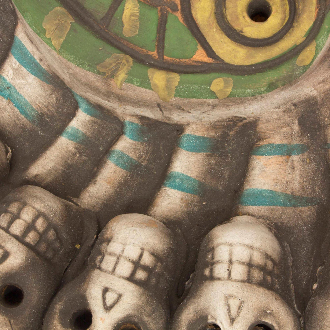 Mexican Ceramic Pre-Hispanic Mask with Skulls - Quetzalcoatl Death Dance