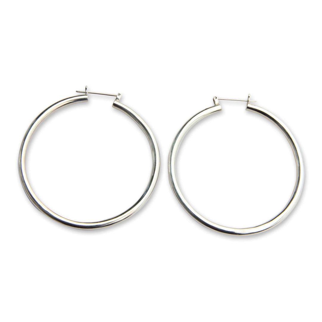 Artisan Crafted Balinese Silver Hoop Earrings (2.5 Inch) - Moonlit Goddess