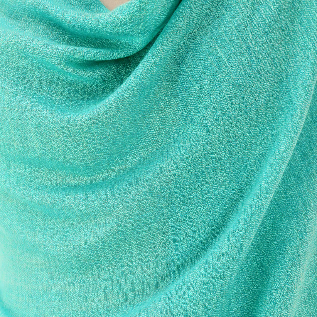 Hemlock Green Shawl Wool Blend Wrap from India - Green Diamond Fantasy'