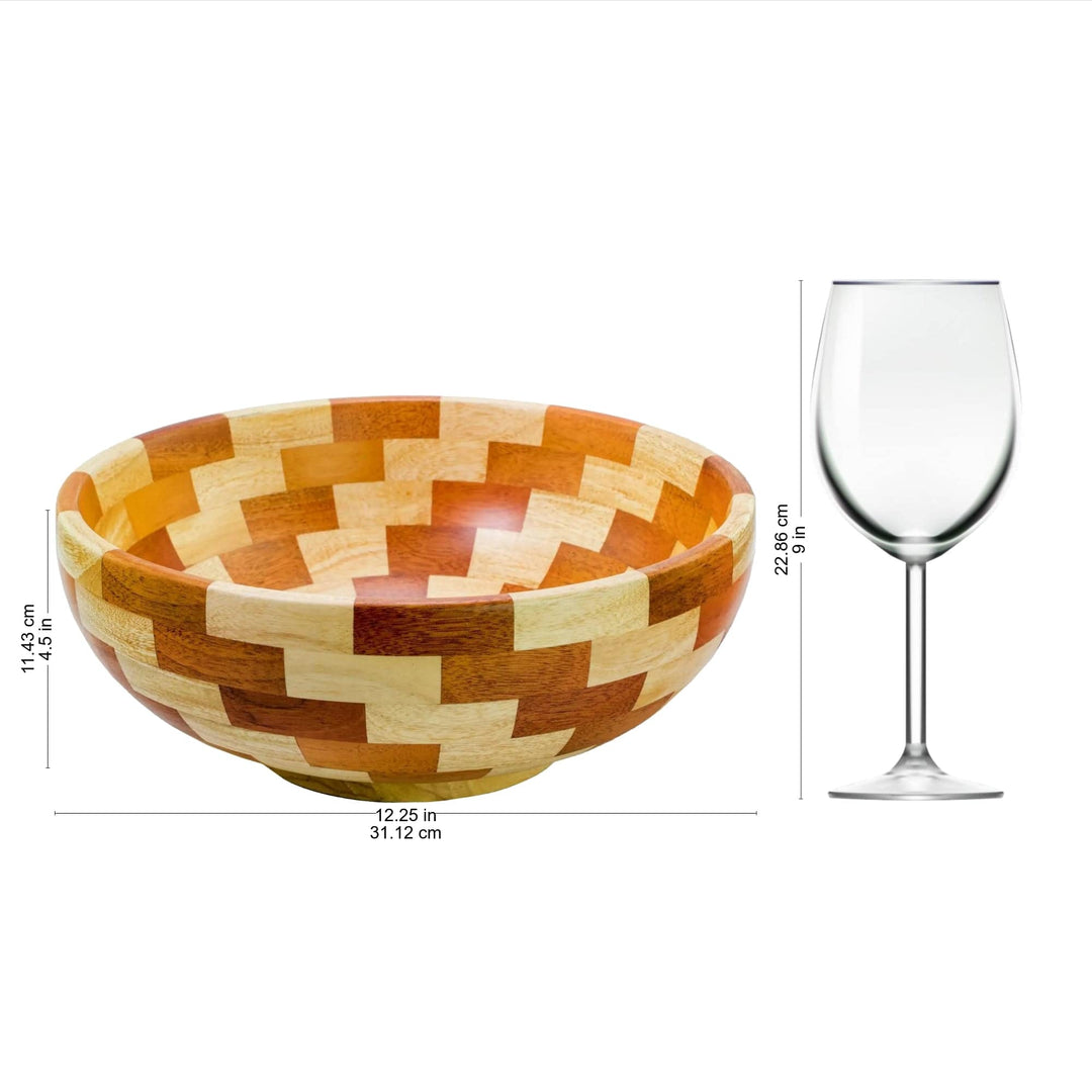Artisan Crafted Natural Mahogany Palo Blanco Wood Bowl - Stairway of Nature