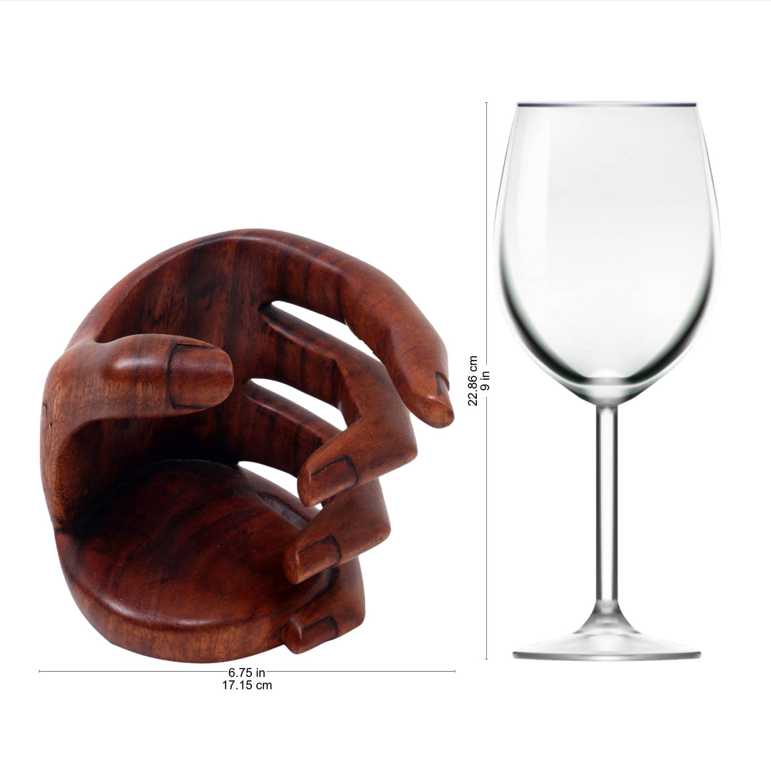 Balinese Signed Hand Carved Wood Wine Bottle Holder - Hold Me