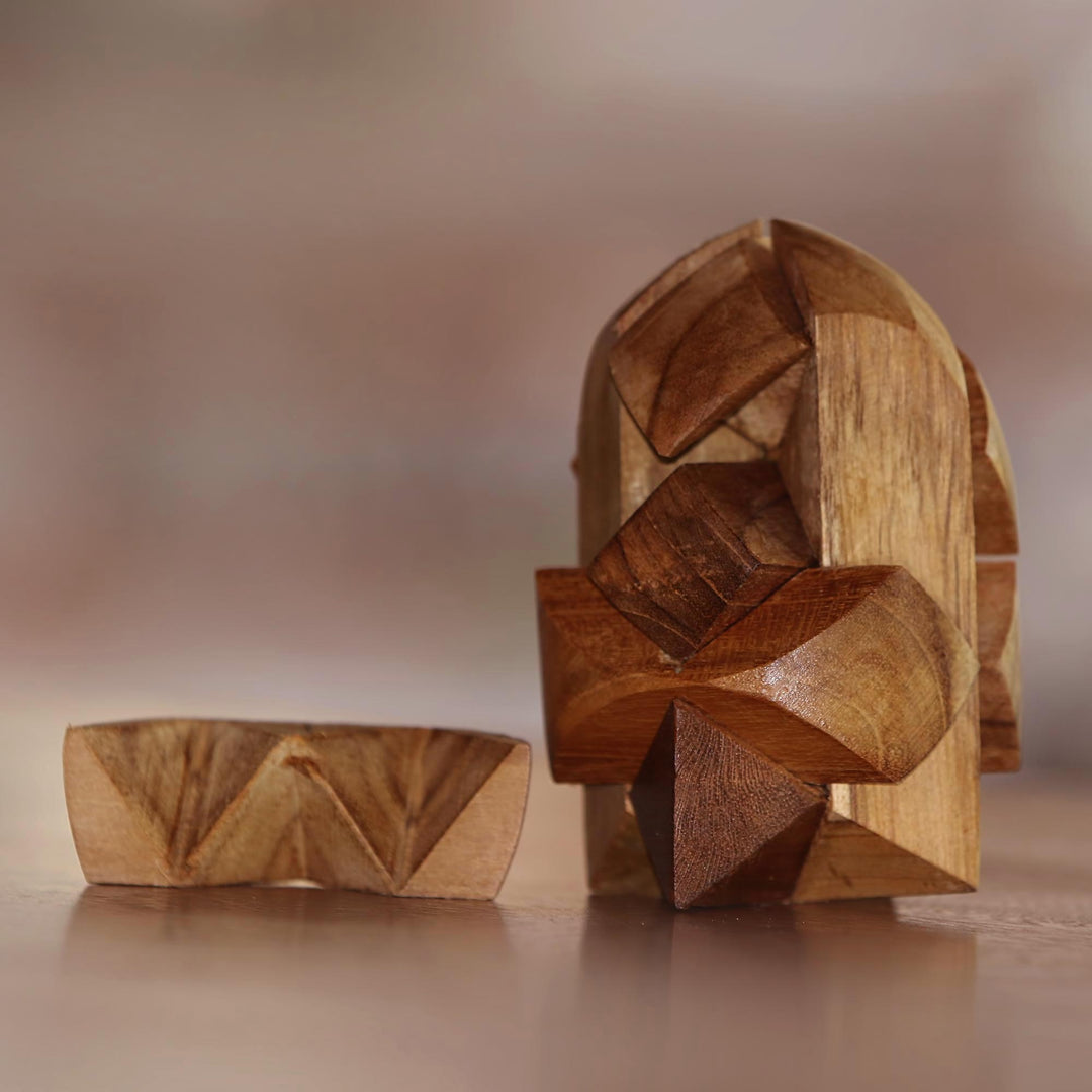 Fair Trade Carved Teak Wood Brainteaser Puzzle from Java - Little Rocket
