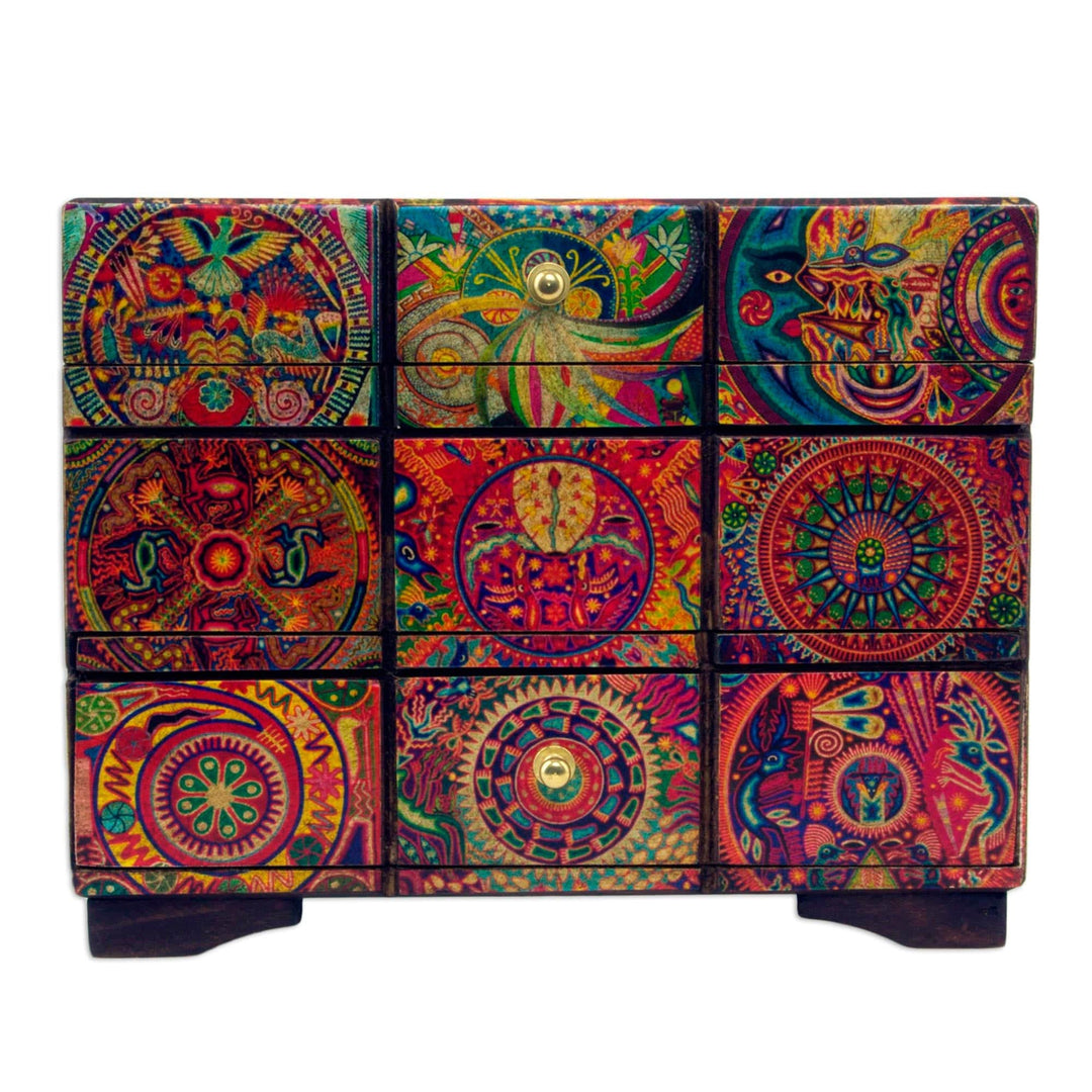 Multicolor Huichol Theme on Decoupage Jewelry Box - Huichol Portal