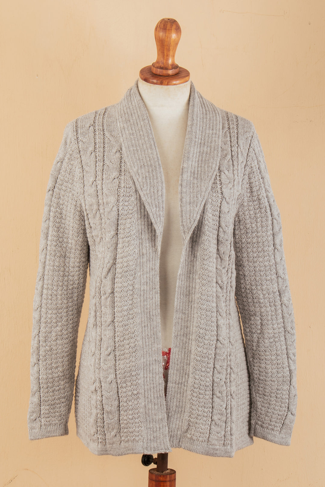 Versatile Light Grey Cardigan in Soft Alpaca Blend from Peru - Classic Chic