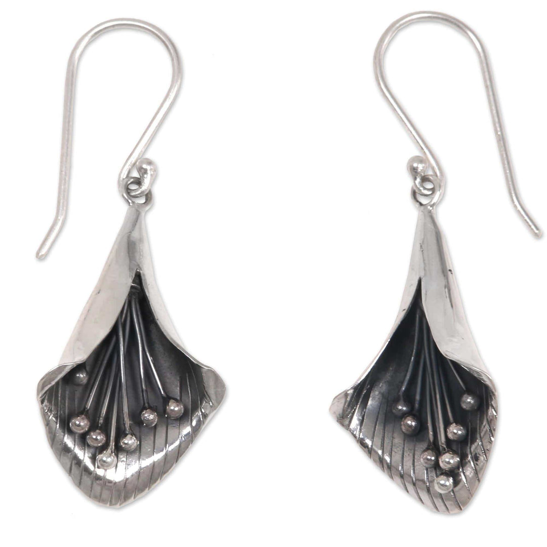 Hand Crafted Sterling Silver Trumpet Flower Earrings - Nature's Trumpet