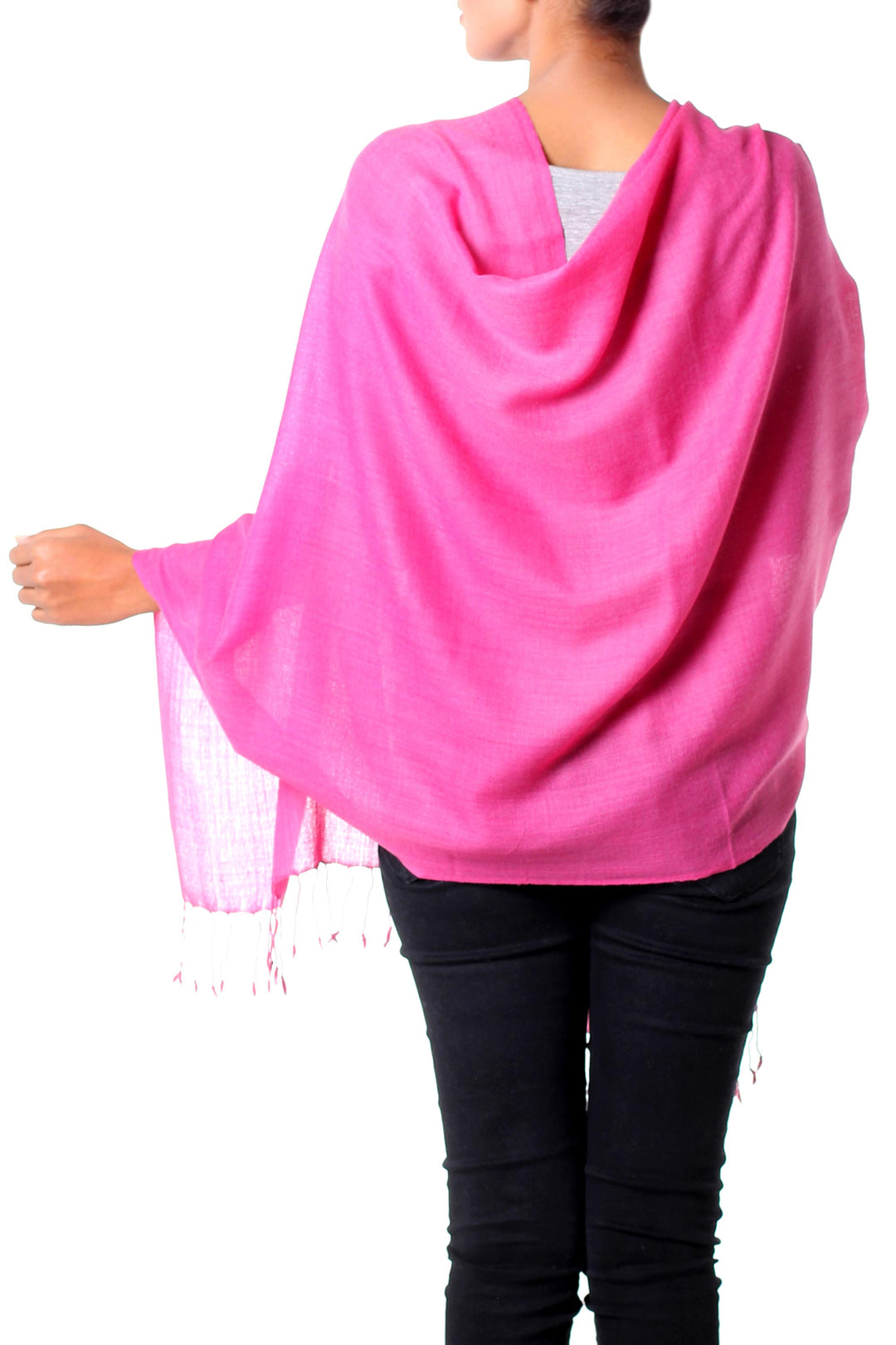 Indian Shawl Wool Blend Wrap Diamond Pattern in Pink - Pink Diamond Fantasy