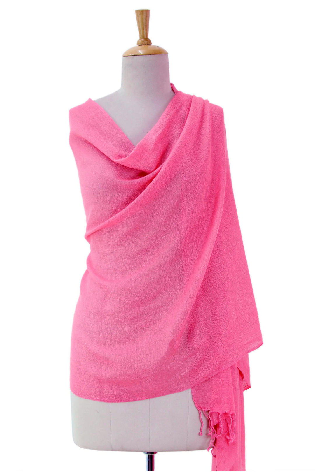 Indian Shawl Wool Blend Wrap Diamond Pattern in Pink - Pink Diamond Fantasy