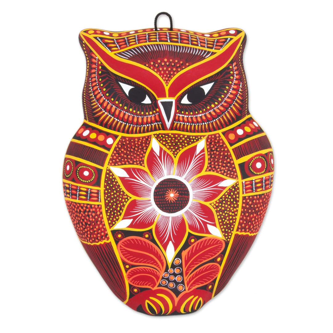 Hand Painted Ceramic Owl Wall Art from Mexico - Wild Owl
