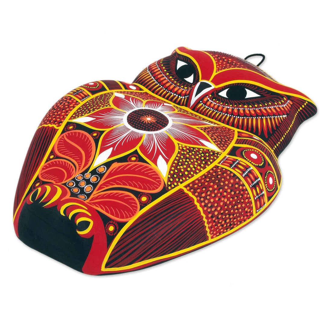 Hand Painted Ceramic Owl Wall Art from Mexico - Wild Owl
