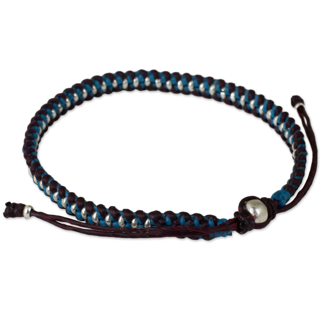 Artisan Crafted Braided Bracelet with Silver Accents - Bringing Friendship in Blue