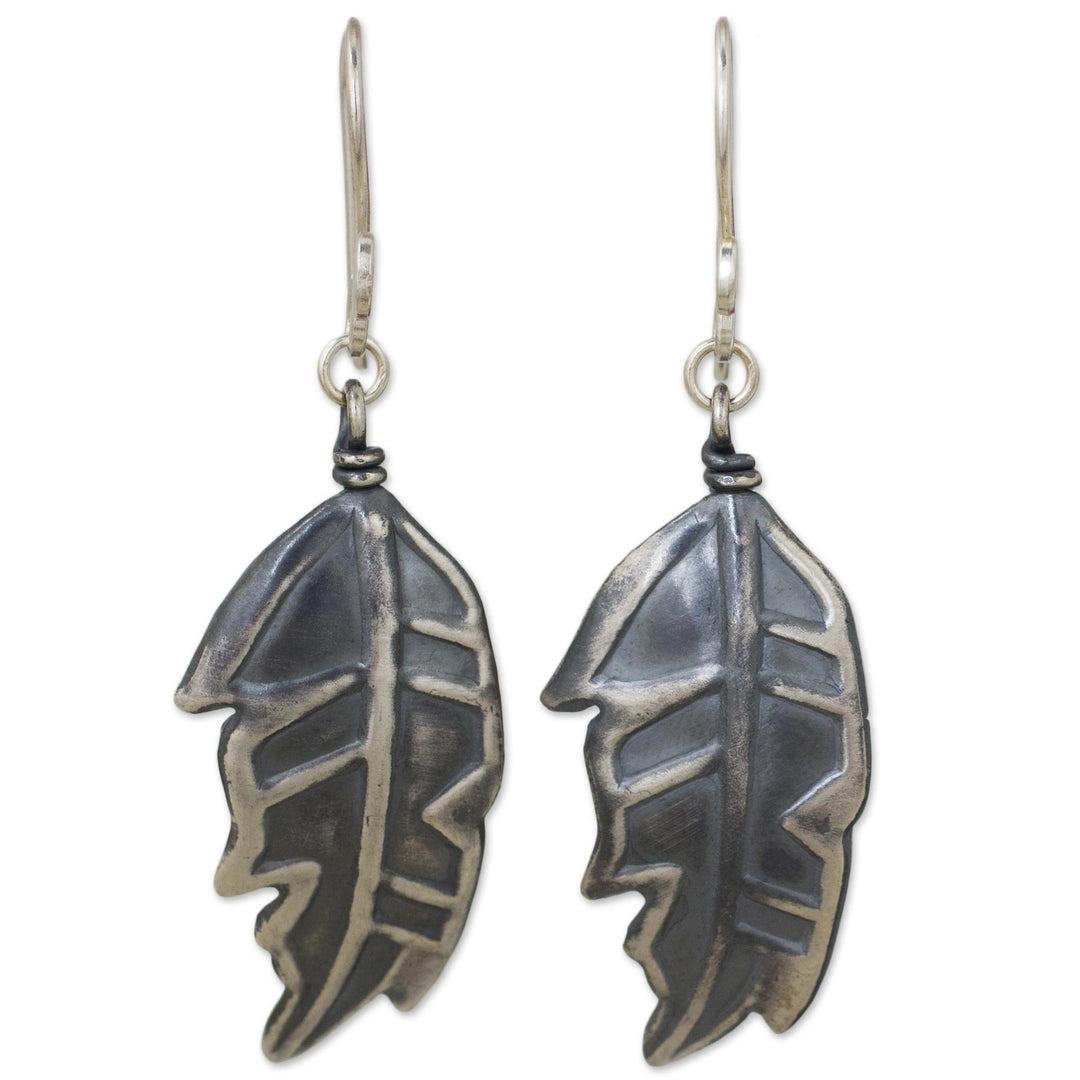 Thai Exotic Leaf Earrings Handmade in 925 Sterling Silver - Exotic Leaf