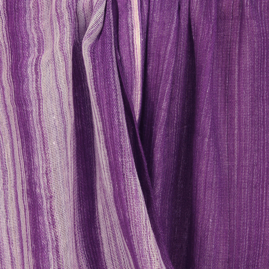Hand Woven 100% Cotton Infinity Scarf in Purple and White - Purple Skies