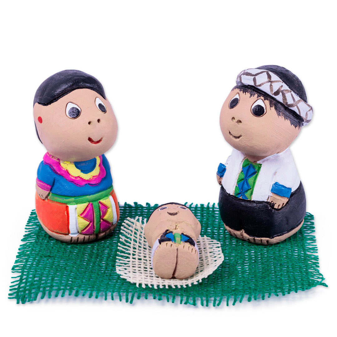 Hand Crafted 3-Piece Shipibo Ceramic Nativity Scene - Shipibo Nativity