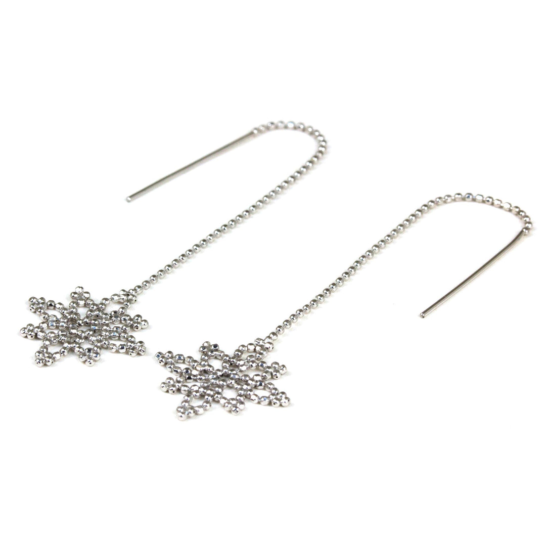 Sterling Silver Snowflake Dangle Earrings from Thailand - Silver Snowflakes