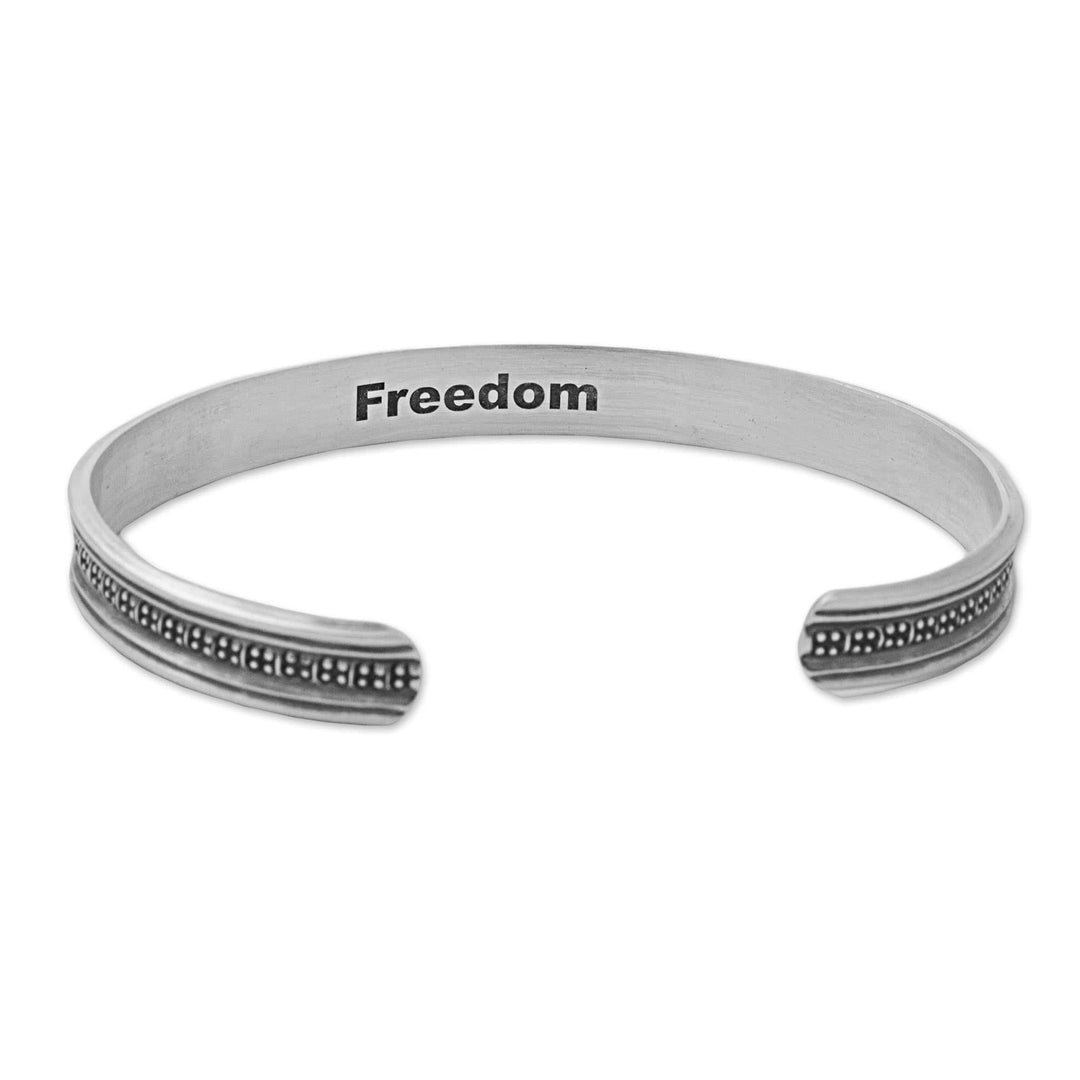 Hand Made Sterling Silver Cuff Bracelet Cross Motif Thailand - Sterling Freedom