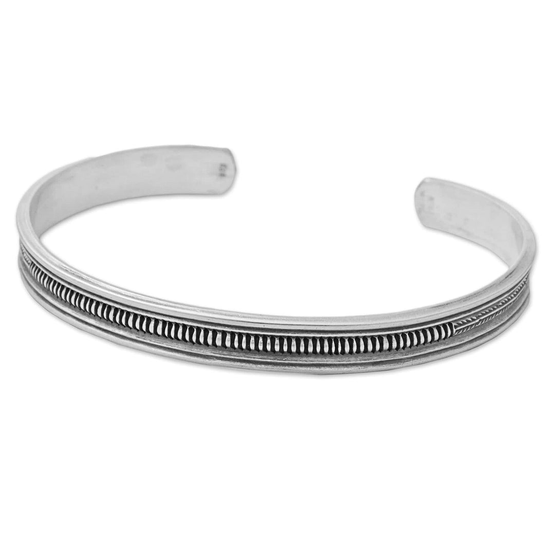 Karen Hill Tribe Sterling Silver Cuff Bracelet Thailand - Sterling Peace