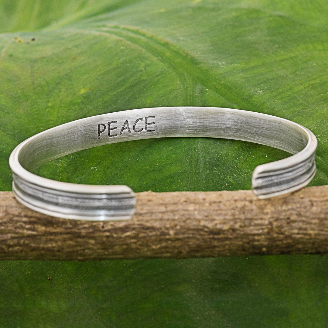 Karen Hill Tribe Sterling Silver Cuff Bracelet Thailand - Sterling Peace