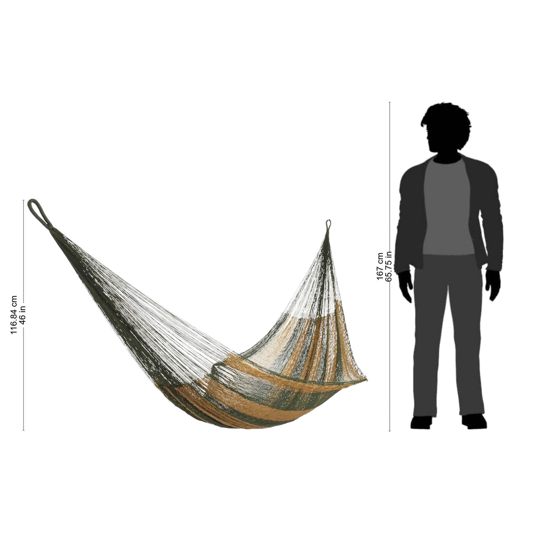 Hand Woven Single Hammock Moss Green Burnt Sienna Mexico - Mossy Mountain