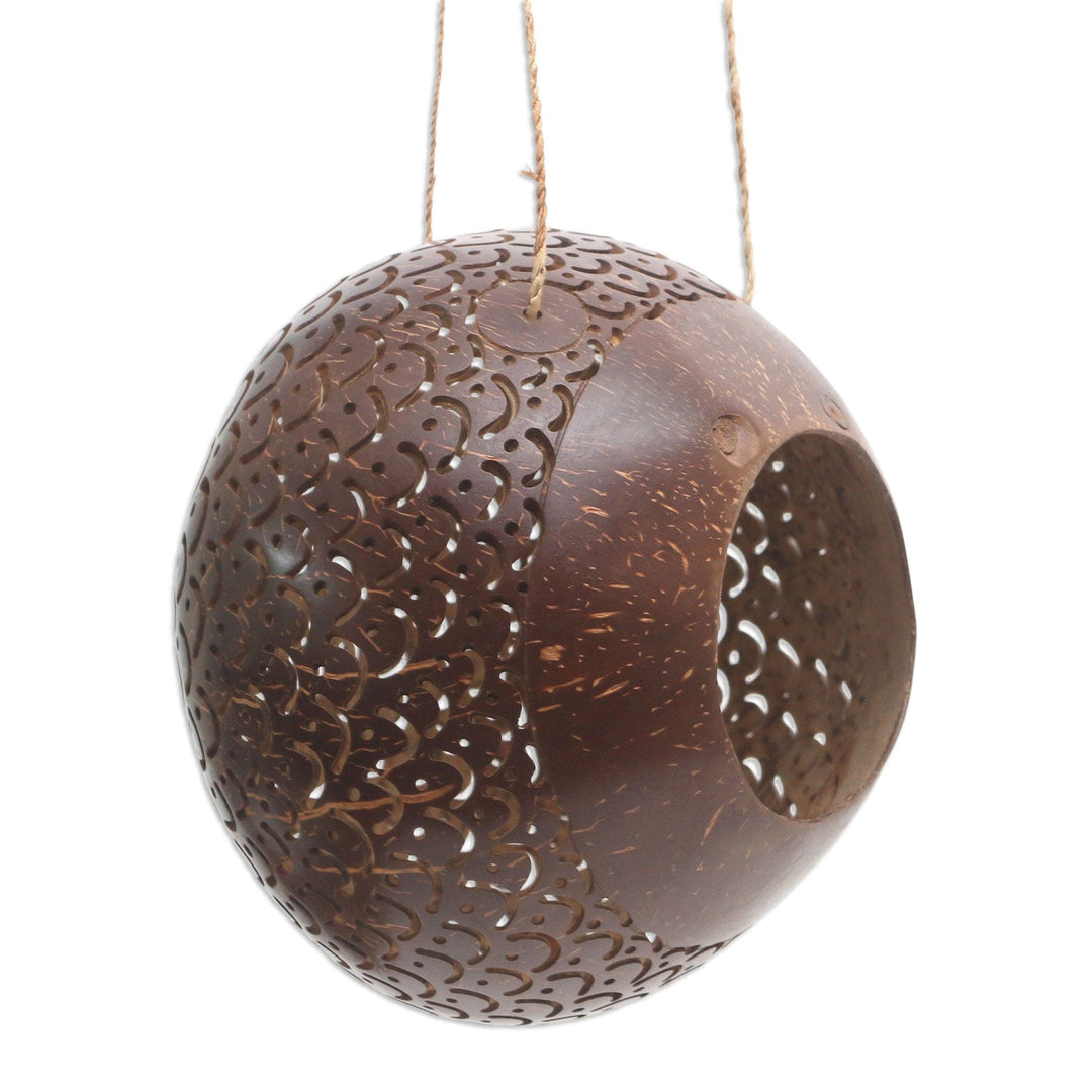 Coconut Shell Hanging Birdhouse from Indonesia - Sea Scales