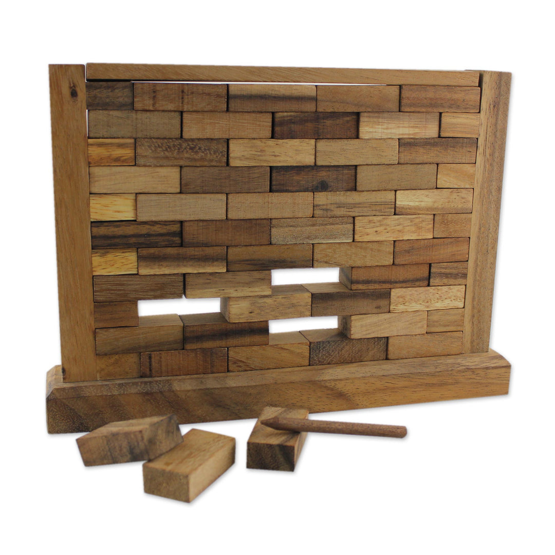 Handmade Multi Player Raintree Wood Game from Thailand - Stacking Wall