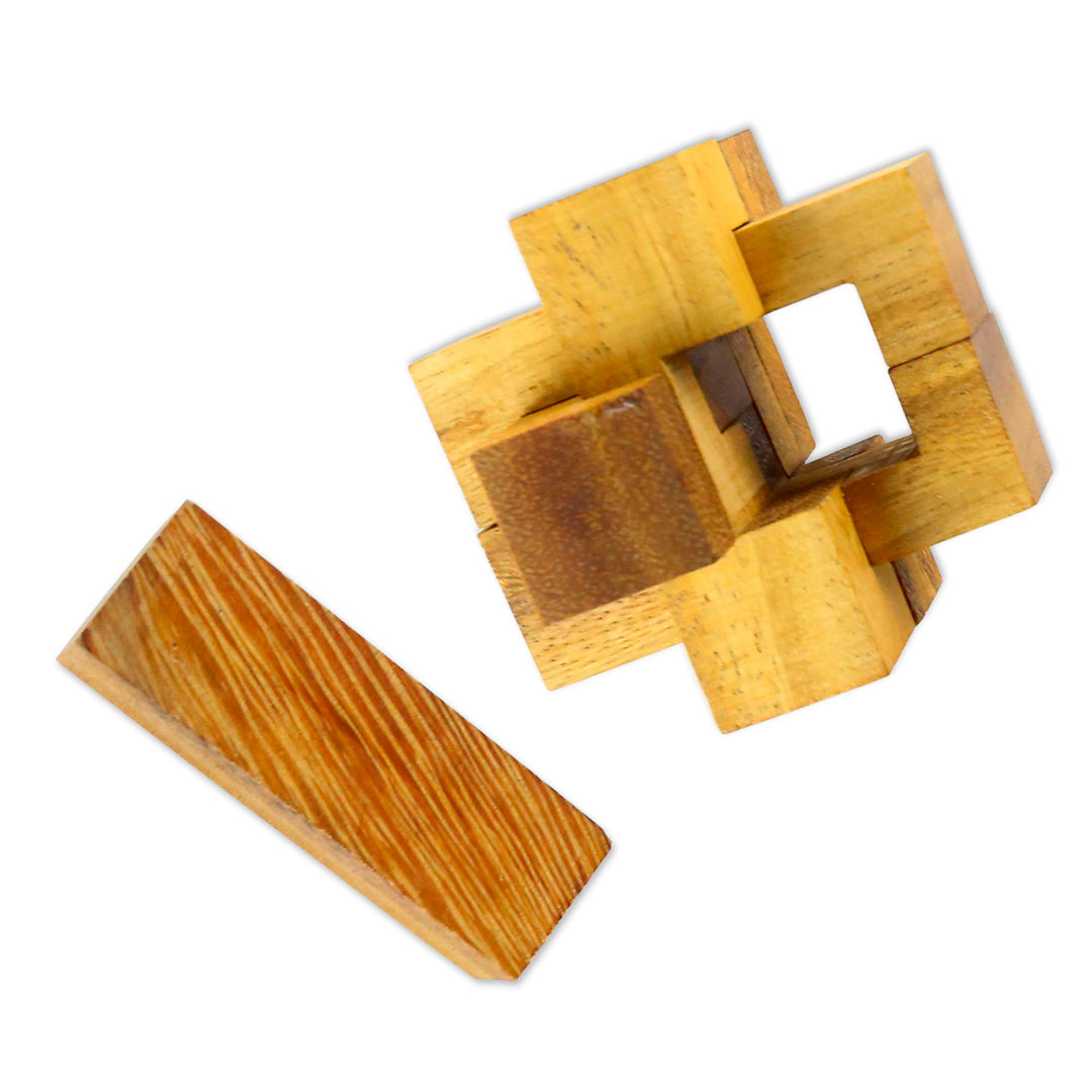 Hand Made Wood Puzzle Game 6 Pieces from Thailand - Wood Burr