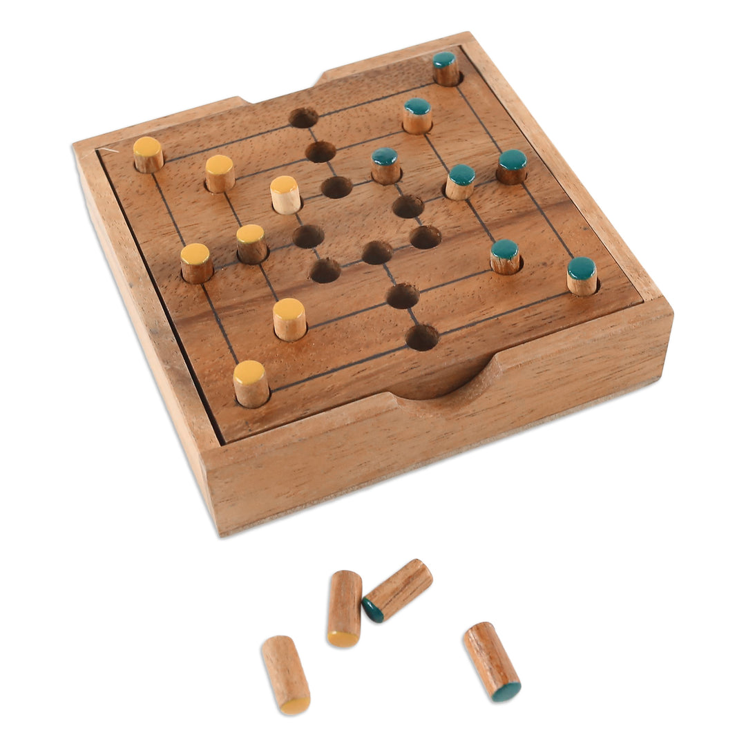 Hand Made Wood Pegs Board Game from Thailand - Strategy Square