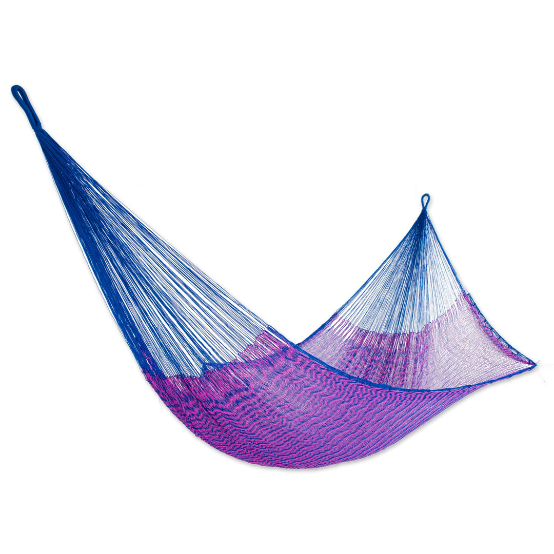 Hand Woven Fuchsia and Royal Blue Hammock from Mexico - Iridescent Tropics