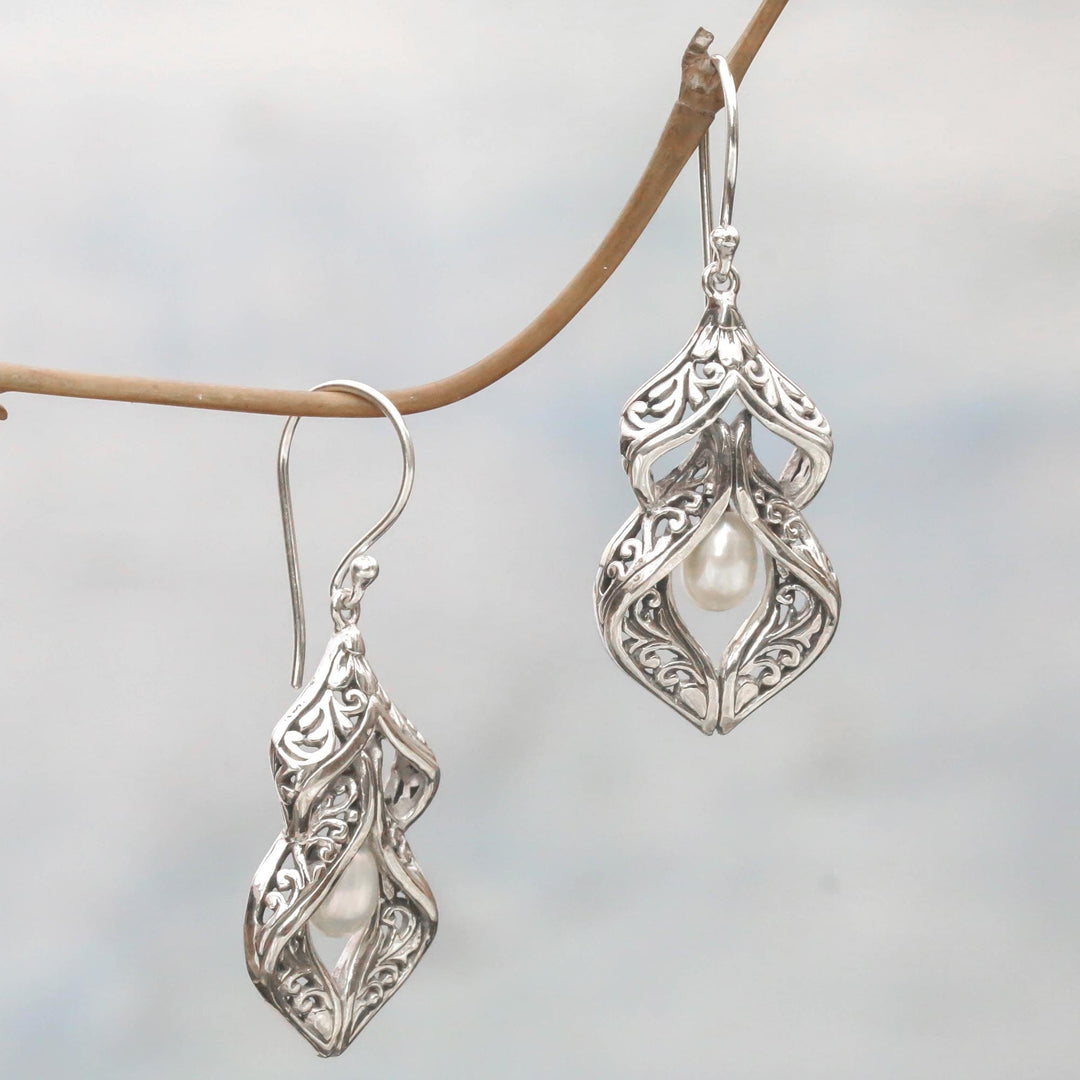 Sterling Silver Cultured Pearl Dangle Earrings - Pearl Curves