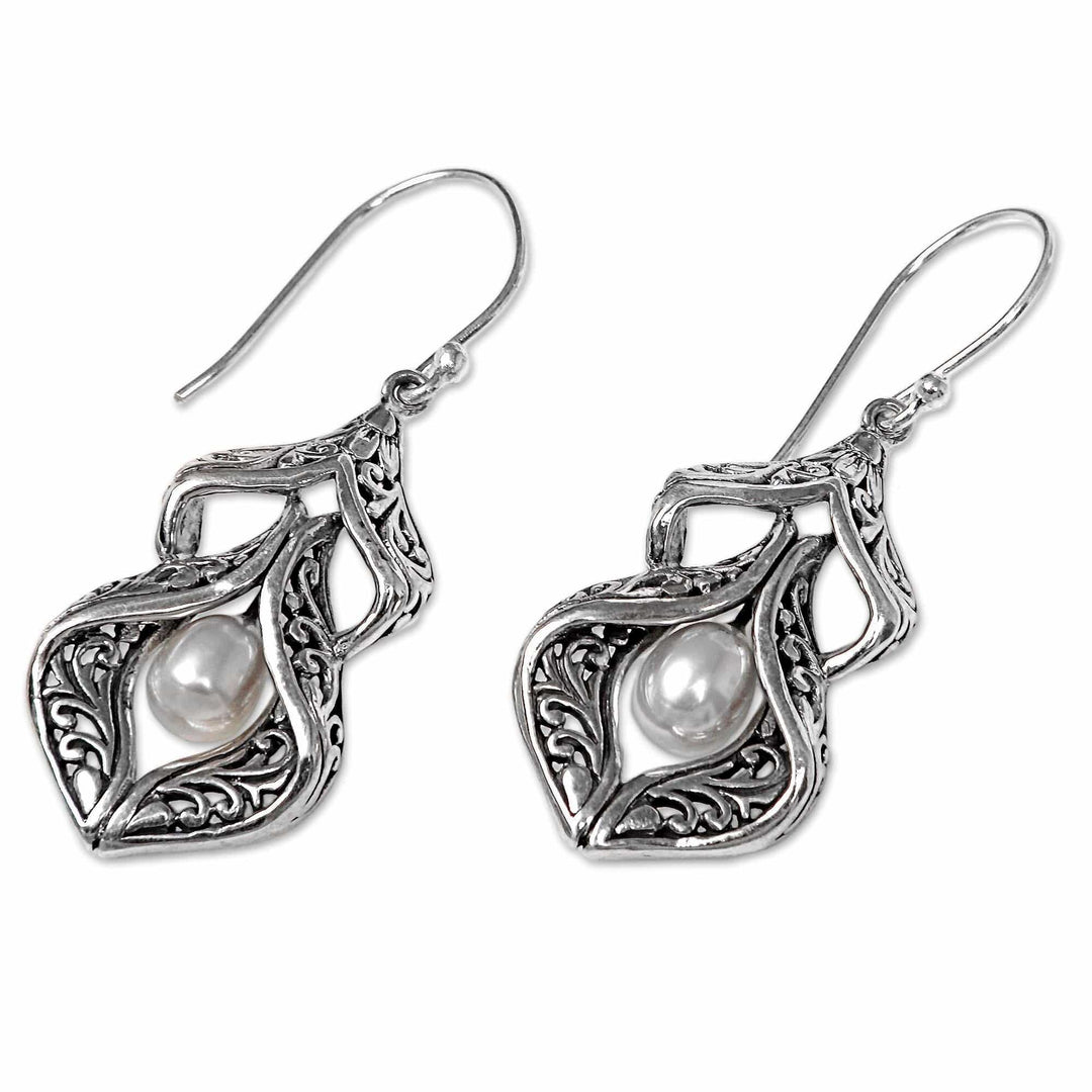Sterling Silver Cultured Pearl Dangle Earrings - Pearl Curves