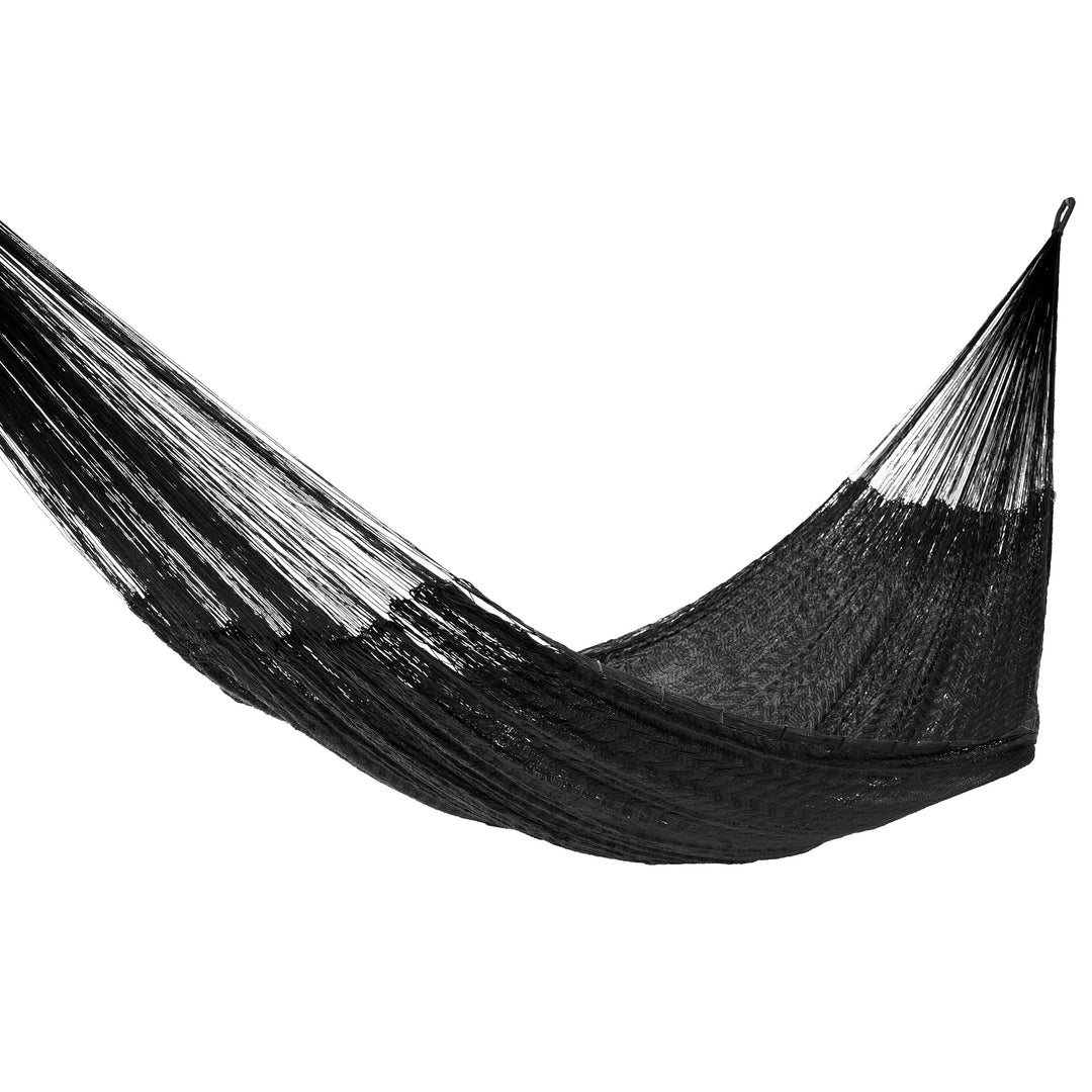 Hand Woven Nylon Black Hammock (Single) from Mexico - Black Relaxation