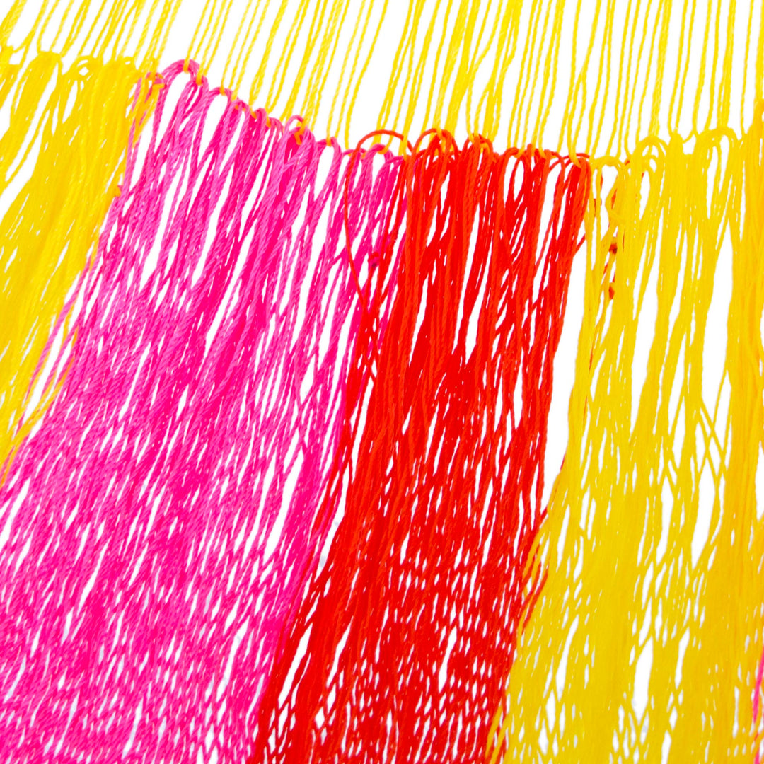 Hand Woven Nylon Pink Yellow Hammock (Single) from Mexico - Candy Delight