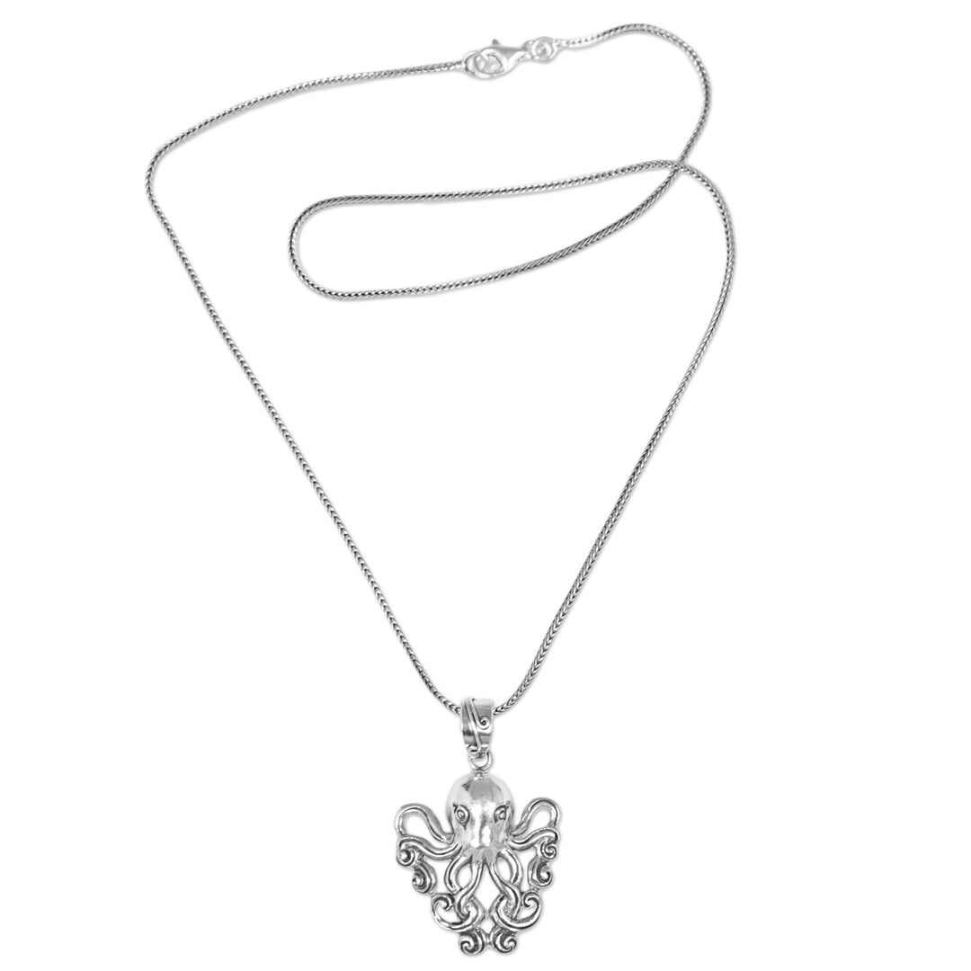 Sterling Silver Pendant Necklace of an Octopus - Octopus of the Deep