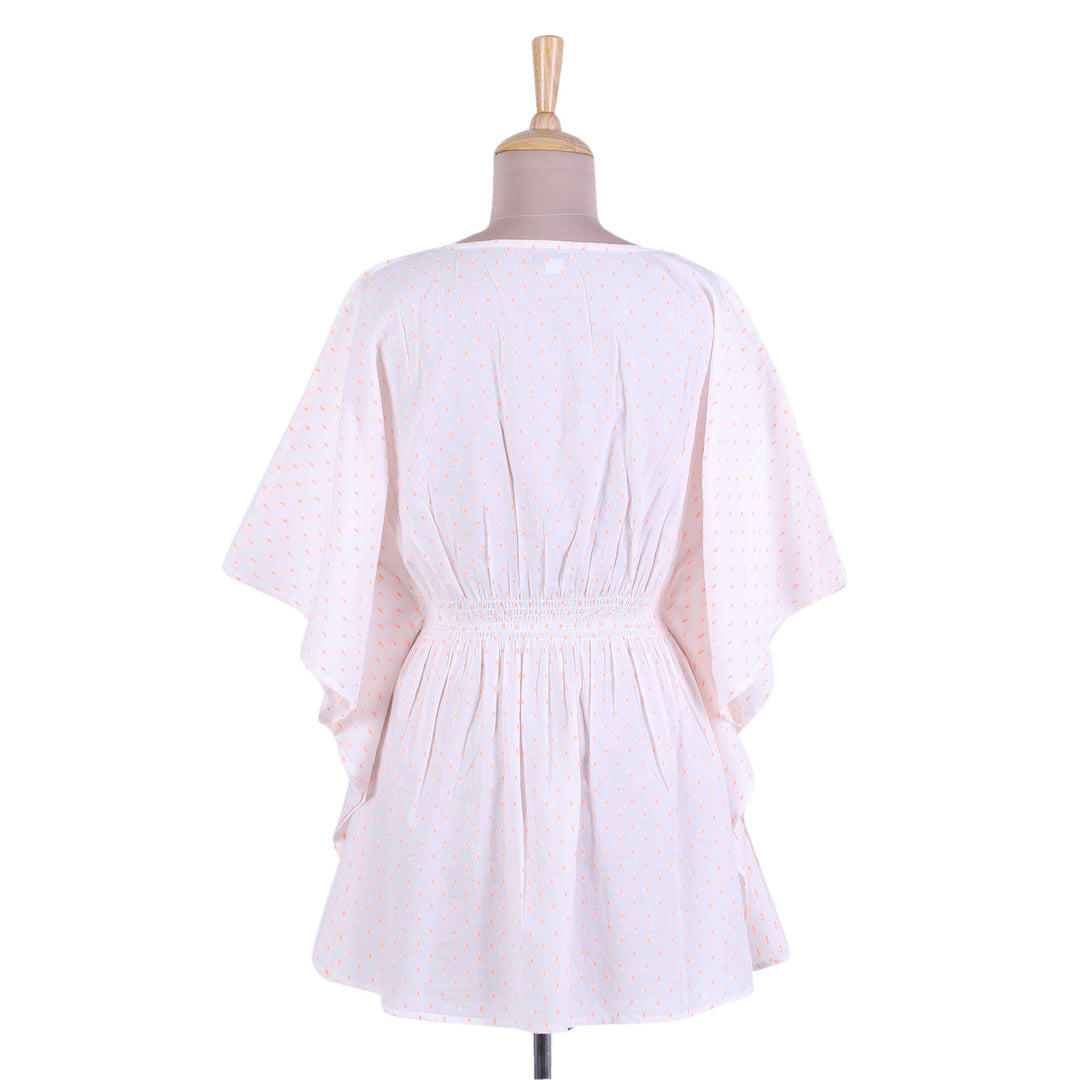 Cream Cotton Caftan with Crocheted Accents - Stylish Grace