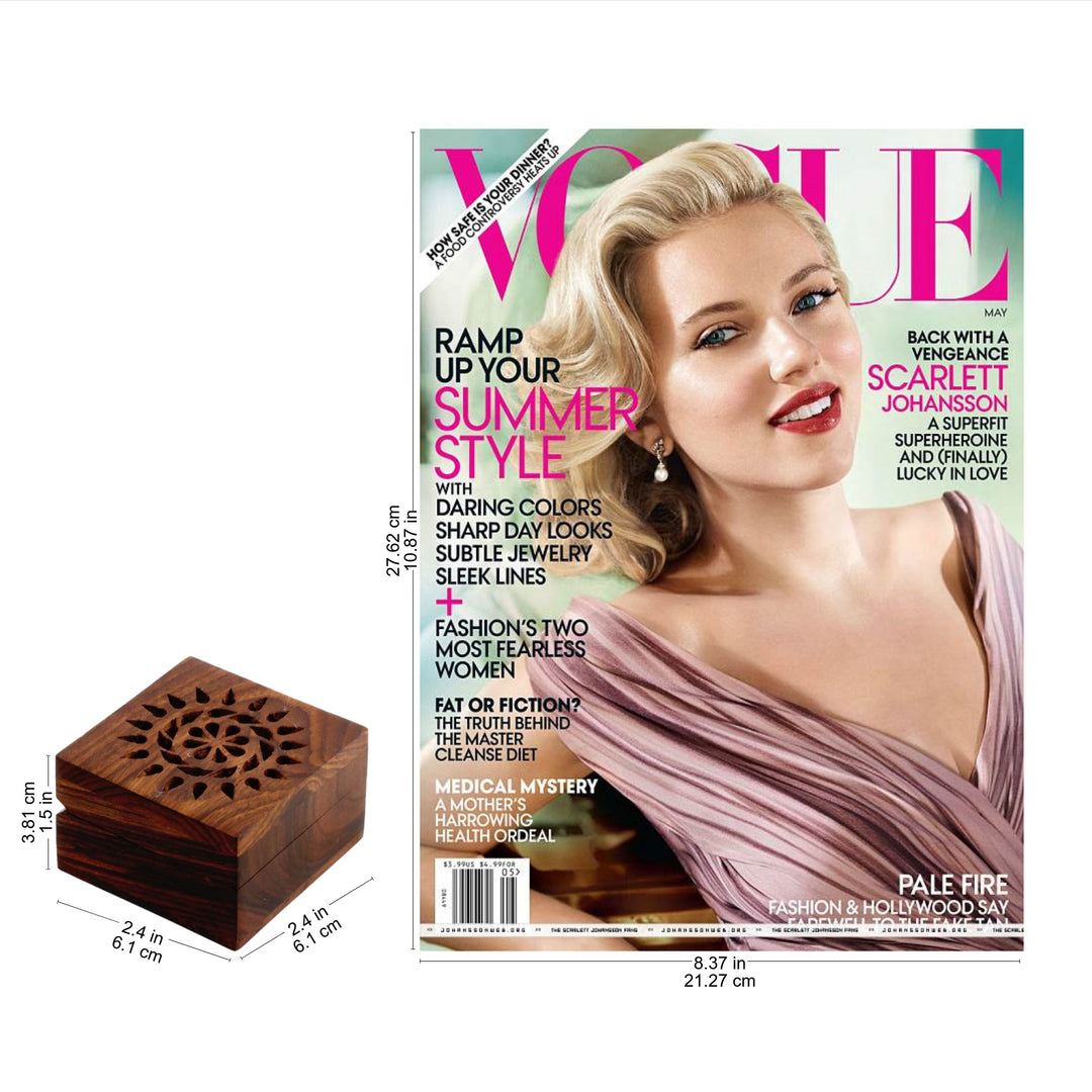 Hand Carved Decorative Mango Wood Box from India - Glorious Flower