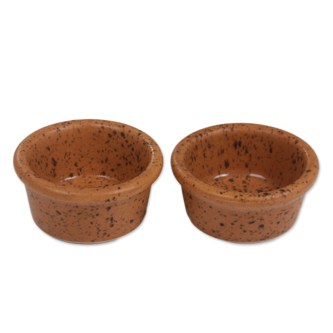 Pair of Handmade Ceramic Ramekins in Orange from Bali - Ginger Spots