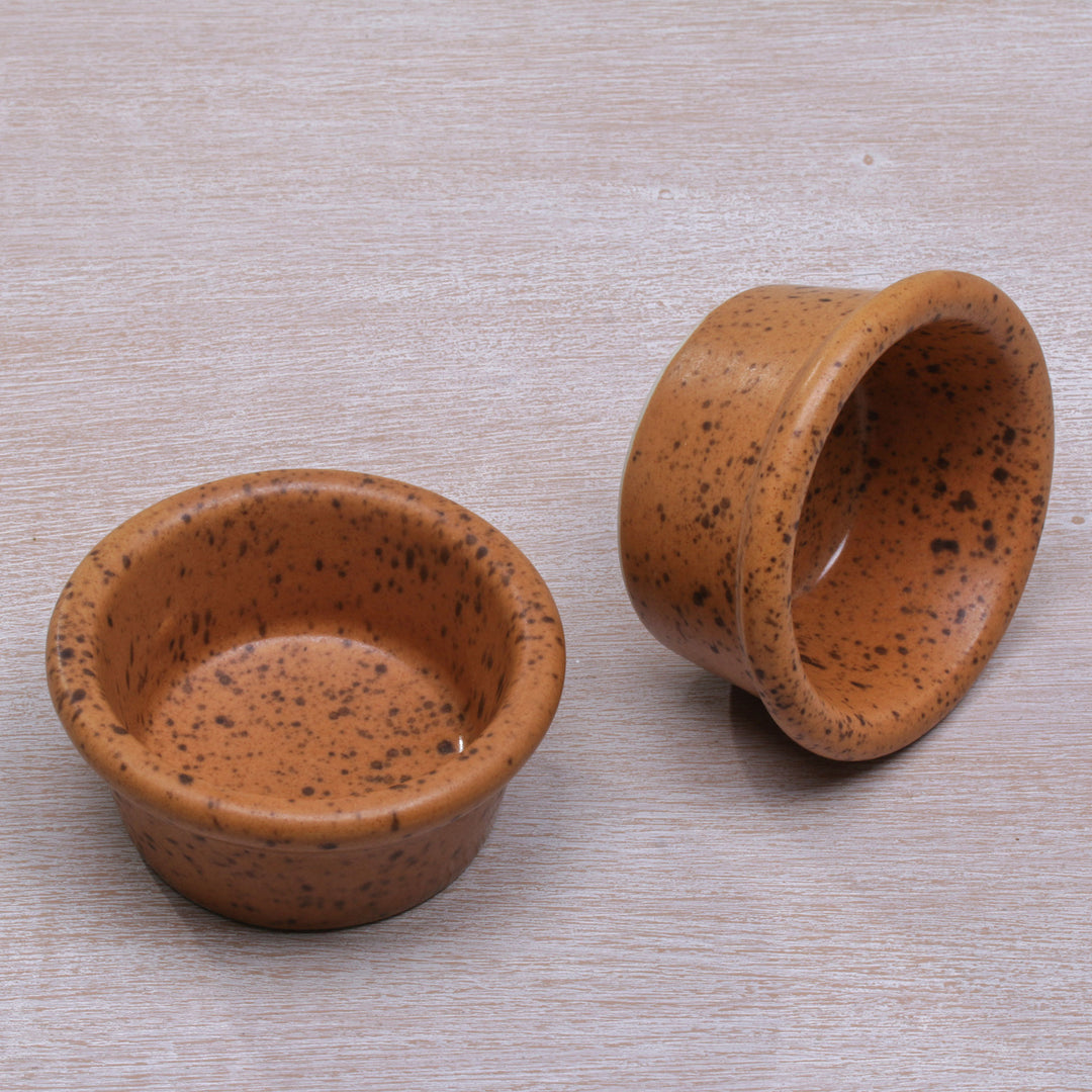 Pair of Handmade Ceramic Ramekins in Orange from Bali - Ginger Spots