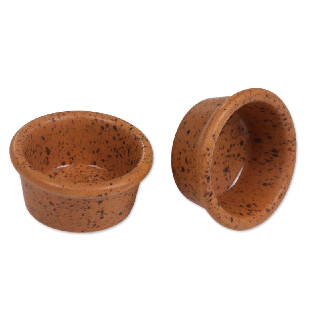 Pair of Handmade Ceramic Ramekins in Orange from Bali - Ginger Spots