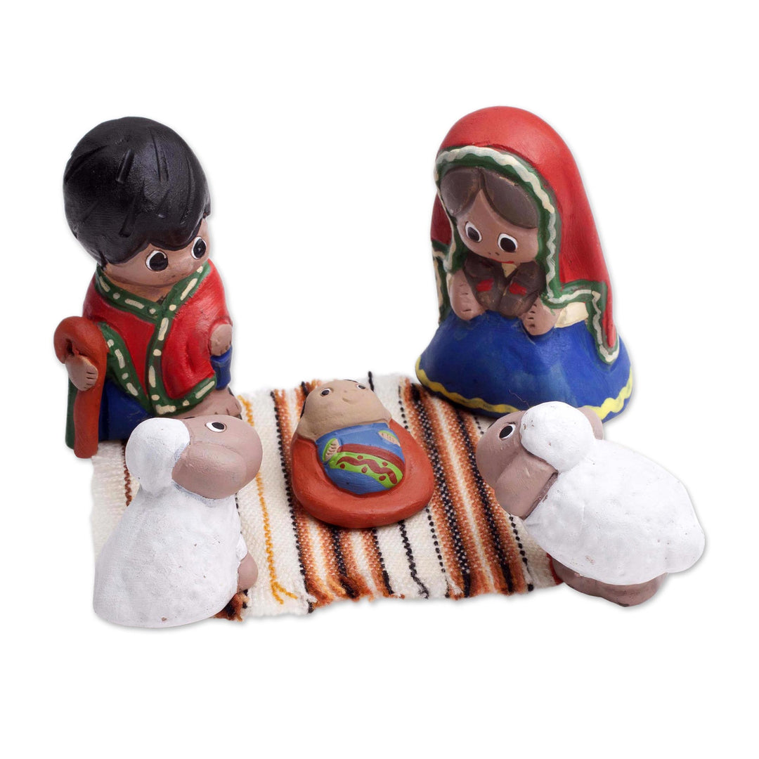 Artisan Crafted 5-Piece Mini Ceramic Nativity Scene - Christmas Innocence