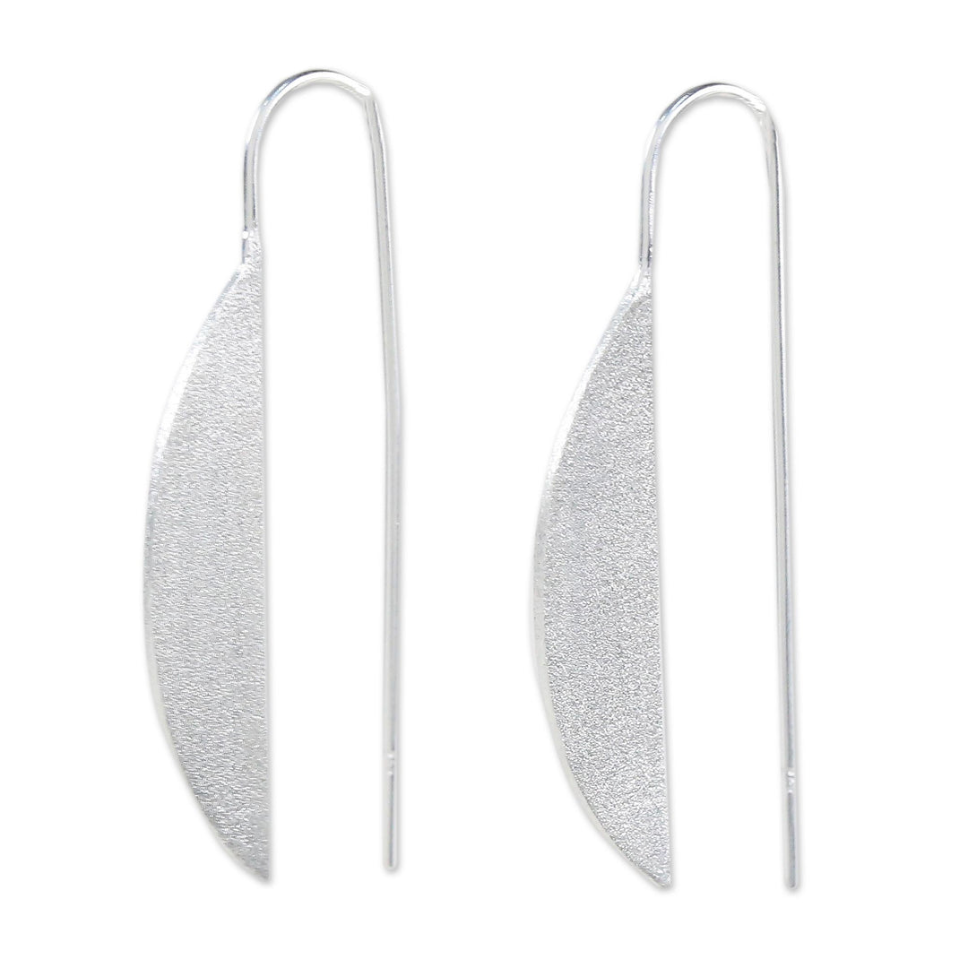 Sterling Silver Half-Moon Drop Earrings from Thailand - Glittering Half-Moons