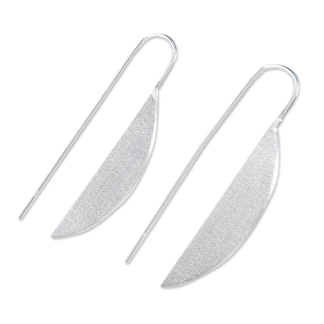 Sterling Silver Half-Moon Drop Earrings from Thailand - Glittering Half-Moons