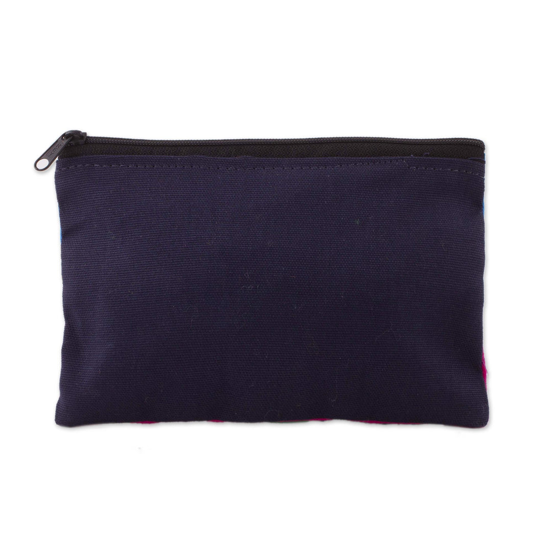Patchwork Fair Trade Cosmetic Case with Peruvian Landscape - Blue Alpaca Afternoon